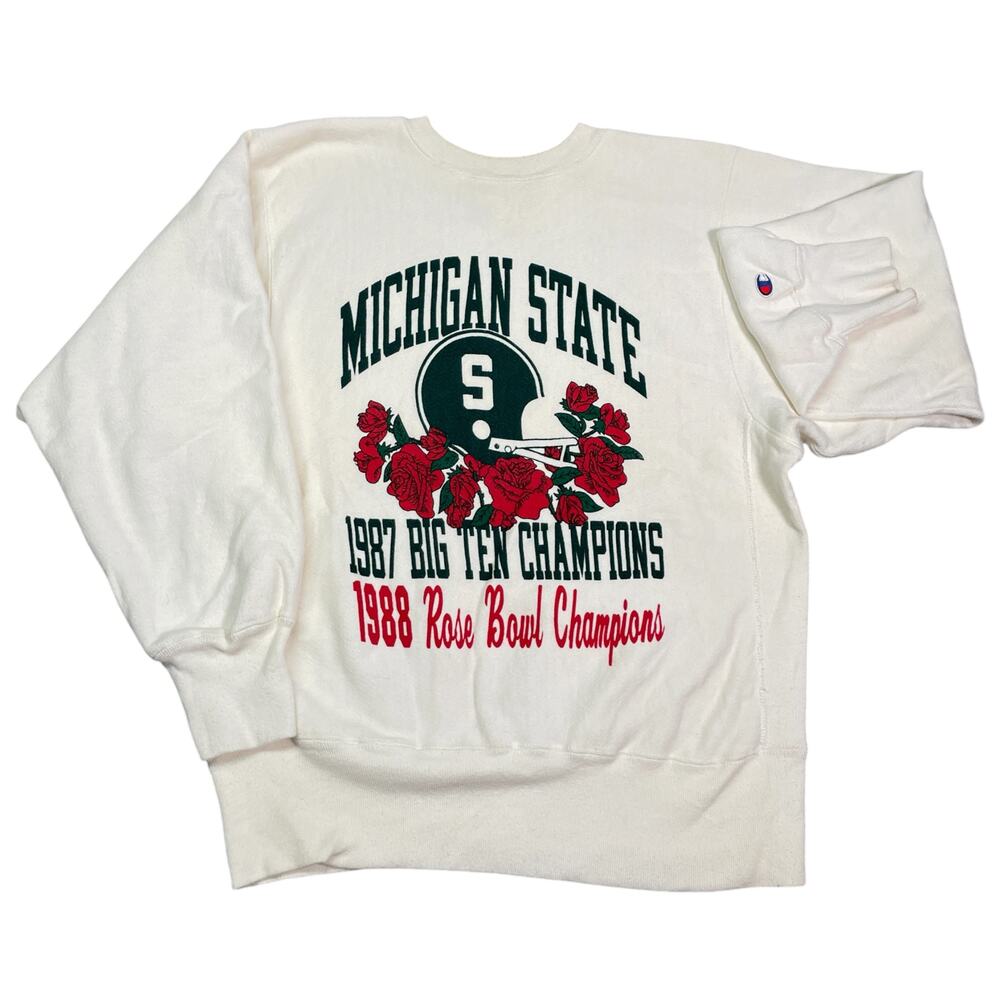 Vintage 80s Champion Reverse Weave Michigan State Crewneck Sweatshirt